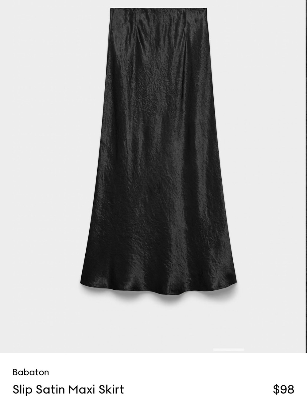 Babaton Slip Satin Maxi Skirt in Blackb